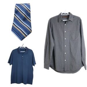 Lot 3 Free Tie Perry Ellis Shirts Size XXL Polo Shirt Size Medium Dress Shirts